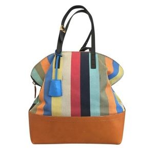 Fendi Striped Penguin Multi-color Canvas Satchel
